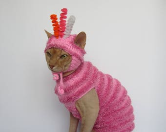 Katzenmütze, Katzenpullover, Pet Kostüme, Kleidung für Katze, Sphynx Katzenpullover, warme Katzenkleidung, Sphynx Pullover, Katzenkleidung