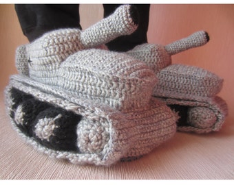 christmas gifts, Boyfriend Gift, Funny Gift, Husband Gift, Hand Knit  Shoes, Crochet Tank Slippers, Adult Crochet Slippers, Gift For Him