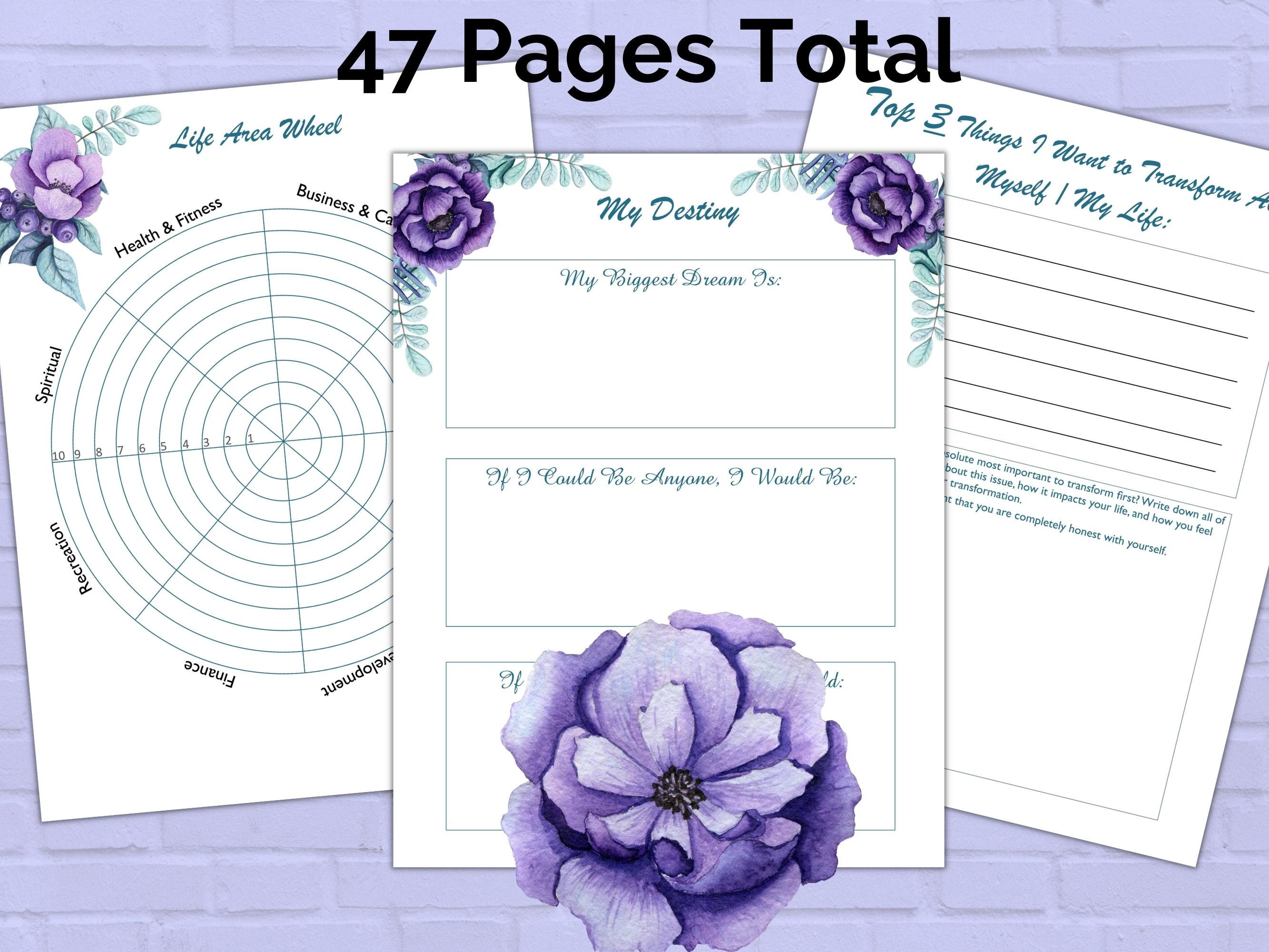Self Discovery Journal Workbook Printable 47 Different Pages - Etsy