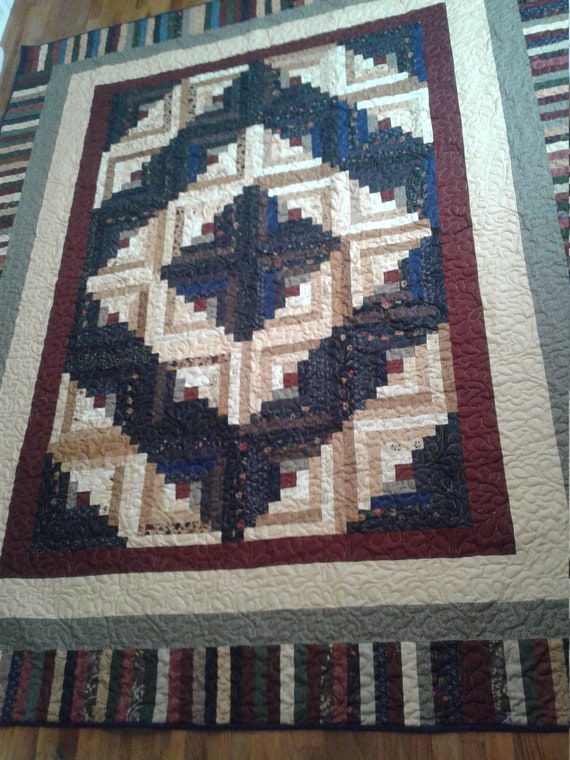 Queen Size Log Cabin Quilt Etsy