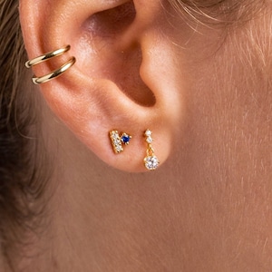 Kolczyki z cyrkonii, Kolczyki z cyrkonii, Złote kolczyki, Delikatne kolczyki, Kolczyki z cyrkonii, Minimalistyczne kolczyki, Delikatna biżuteria, Maleńkie kolczykiP-162-A