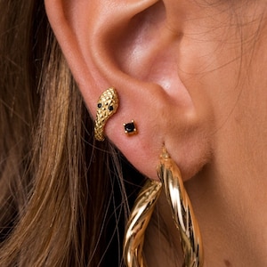 Serpent Hoops Earring Cartilage Earrings Jewellery Earrings Hoop Earrings Minimalist Snake Huggie Hoop Earrings in Sterling Silver 