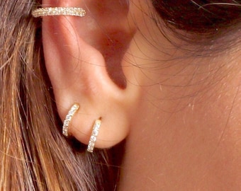 Boucles d’oreilles petits cerceaux - Cerceaux Zirconia Cubique - Boucles d’oreilles Dainty Hoop - Petits cerceaux avec cz - Boucles d’oreilles minimalistes Huggie - Bijoux minimaux