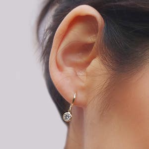 Cz huggie hoop earrings - huggie pendant earrings - hoop earrings - Dainty hoops - Tiny hoops - Thin hoops - Minimalist earrings
