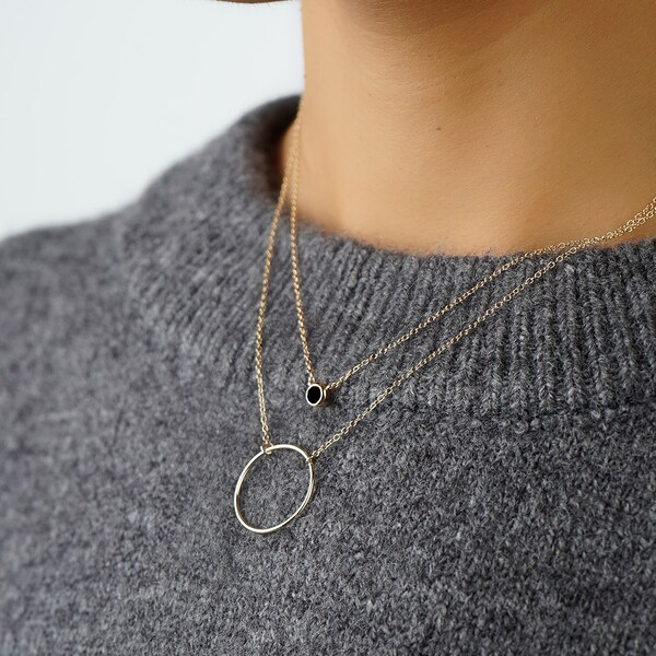 Gold circle necklace - Round necklace - Karma necklace - Minimal necklace - Dainty necklace - Minimalist necklace - Minimal jewelery