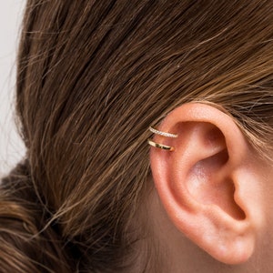 Ear cuff, Cz ear cuff, Dainty ear cuff, Minimalist ear cuff, Delicate ear cuff, double band ear cuff, Gold ear cuff, Silver ear cuff image 10