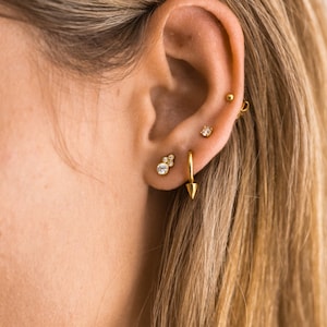 Tiny earrings - Dainty cz studs - Cz earrrings  - Gold studs - Gold earrings - Delicate earrings - Minimal studs - Dainty Jewels -