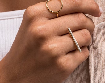 Flat bar ring - Minimalist ring - Bar ring - Dainty ring - Gold ring - Silver ring - Stacking ring - Tiny ring - Minimal jewelry - Thin ring