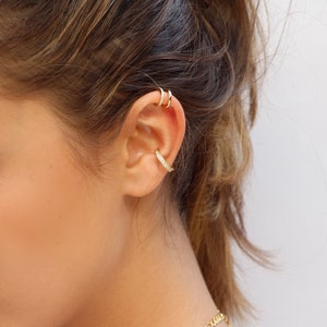 Ear cuff, Cz ear cuff, Dainty ear cuff, Minimalist ear cuff, Delicate ear cuff, double band ear cuff, Gold ear cuff, Silver ear cuff image 9