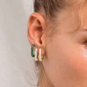 Cz hoops, Gemstone hoop earrings, Gold hoops, Silver hoops, Zirconia hoops, Dainty hoops, Color zirconia, Cz Hoops image 6