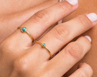 18k Gold Turquoise Ring -Turquoise Ring - Stacking Ring - Dainty Ring - Simple Turquoise Ring - Minimalist gold ring