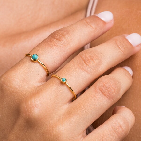 18k Gold Turquoise Ring - Turquoise Ring - Stacking Ring - Dainty Ring - Simple Turquoise Ring - Minimalist gold ring