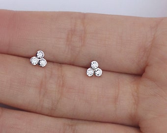 Stud earrings - White CZ post earrings -Black cz studs - 925 studs - CZ earrings - Everyday jewelry - Minimalist earrings - Dainty studs