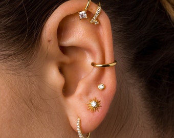 Sun shape gold studs - Sun silver 925 gold earrings - Minimalist earrings - Dainty studs - Minimalist studs - Classic earring - Cz Sun stud