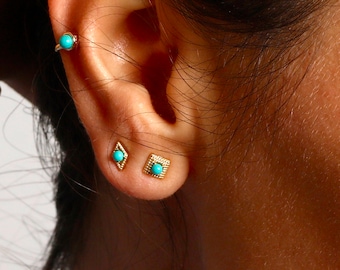 Turquoise stud earrings, Minimalist earrings, Stud earrings, Stud earrings set, Dainty earrings, Tiny turquoise earrings, Tiny studs