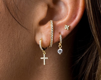 Gold Cross Earrings Etsy
