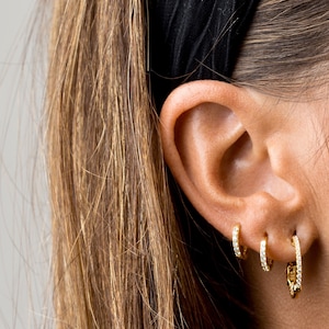 Small hoops earrings-Gold ear cuff - ear cuff earrings - gold earrings - cz earrings - tiny hoop earrings