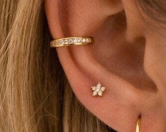 Star cz earrings - Dainty earrings - Minimalist earrings - Flower cz earrings - Gold cz earrings - Tiny studs - Flower studs - Cz studs