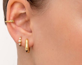 Cz pearl hoop earrings - huggie gold pearl hoops - Cz Gold hoop earrings - Dainty gold hoops - Tiny hoops - pearl hoops - Minimal gold hoop