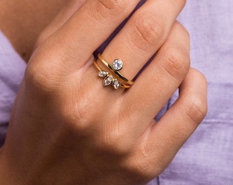 Zierlicher Marquise-Ring - Goldring - Silberring - Minimalistischer Ring-Zarter Ring - Winziger Ring - Stapelring-Stapelbarer Ring-Minimalistischer Schmuck-