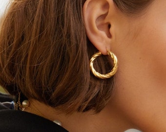 Gold Hoops - Fine Jewelry - 18k Gold Plated Sterling Silver