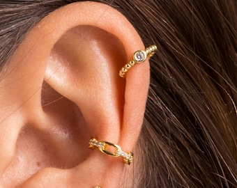 Cz Dot ear cuff - zirconia ear cuff - classic gold ear cuff - silver ear cuff - minimal ear cuff - dainty ear cuff - fashion ear cuff