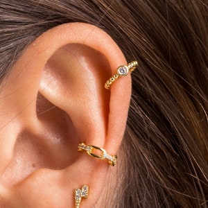 Cz Dot ear cuff - zirconia ear cuff - classic gold ear cuff - silver ear cuff - minimal ear cuff - dainty ear cuff - fashion ear cuff