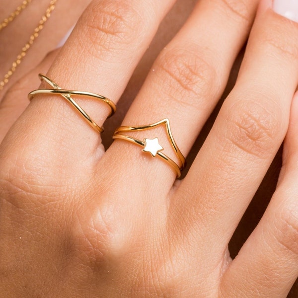 Double ring - Minimalist gold ring - Open gold ring - Dainty ring - Delicate ring - Stacking ring - Minimalist jewelry - Dainty jewelry