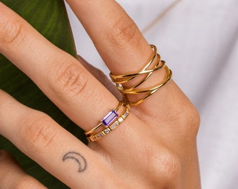Multi-strip gold ring - Minimalist gold ring - Dainty gold ring - Delicate ring - Stacking ring - Minimalist jewelry - Dainty jewelry