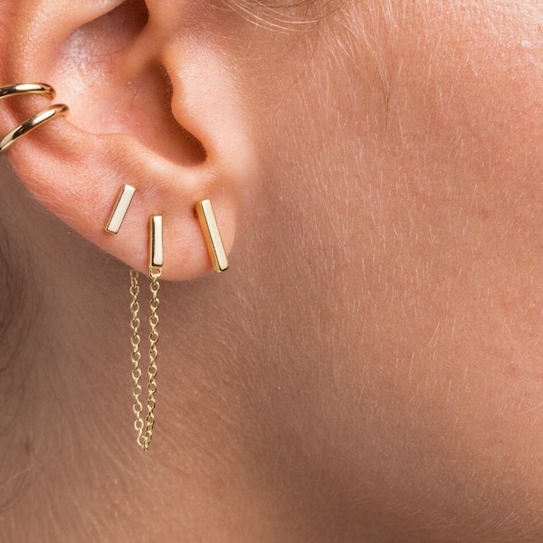 Bar Earrings - Simple stud earrings - Simple gold bar earrings - Minimalist Earrings - Line earrings - Gold bar earrings - Dainty gold studs