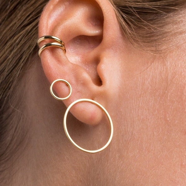 Hoops studs - Gold post earrings - Hoop stud earrings - Modern circle studs - Minimalist hoop studs - Minimal hoop earrings- S-PE00120