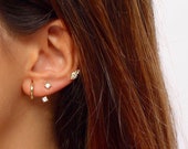 Front back earrings - Ear jacket - Dainty Ear Jacket - Gold earrings - Ear jacket earrings - Minimal earring - CZ Ear Jacket