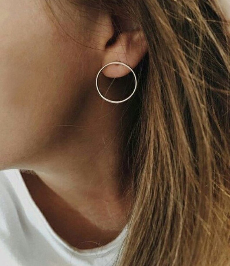 Gold hoops studs Gold post earrings Hoop stud earrings Etsy