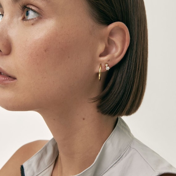Dainty hugging hoop earrings best sale