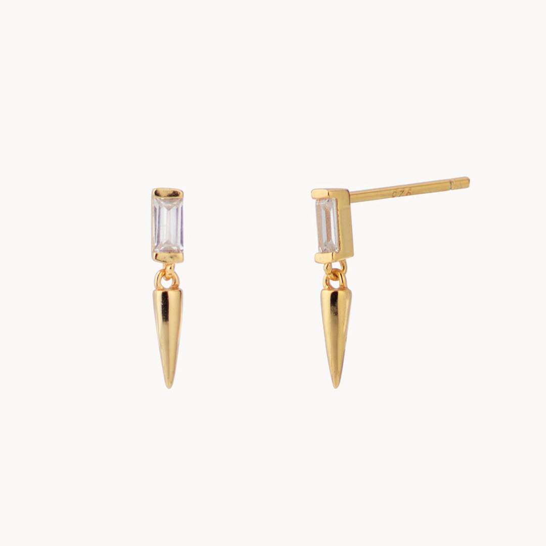 Open Circle Studs with CZ Dangle main image 1