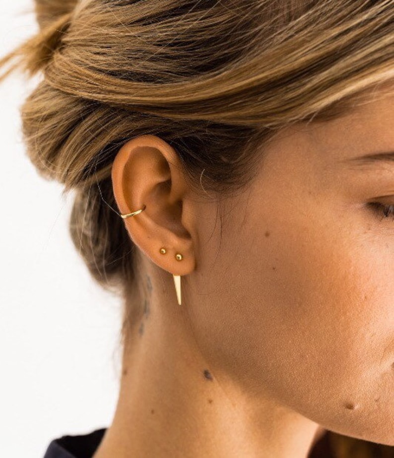 Triangle ear jacket Gold ear jacket Triangle earrings Etsy