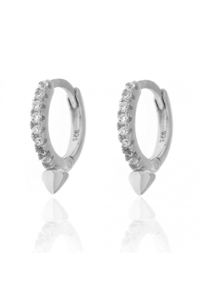 Huggie hoops-Dainty Earrings-Spike cz hoops-Thin hoops-Tiny hoops-Minimalist earrings-Minimal hoops Small hoops