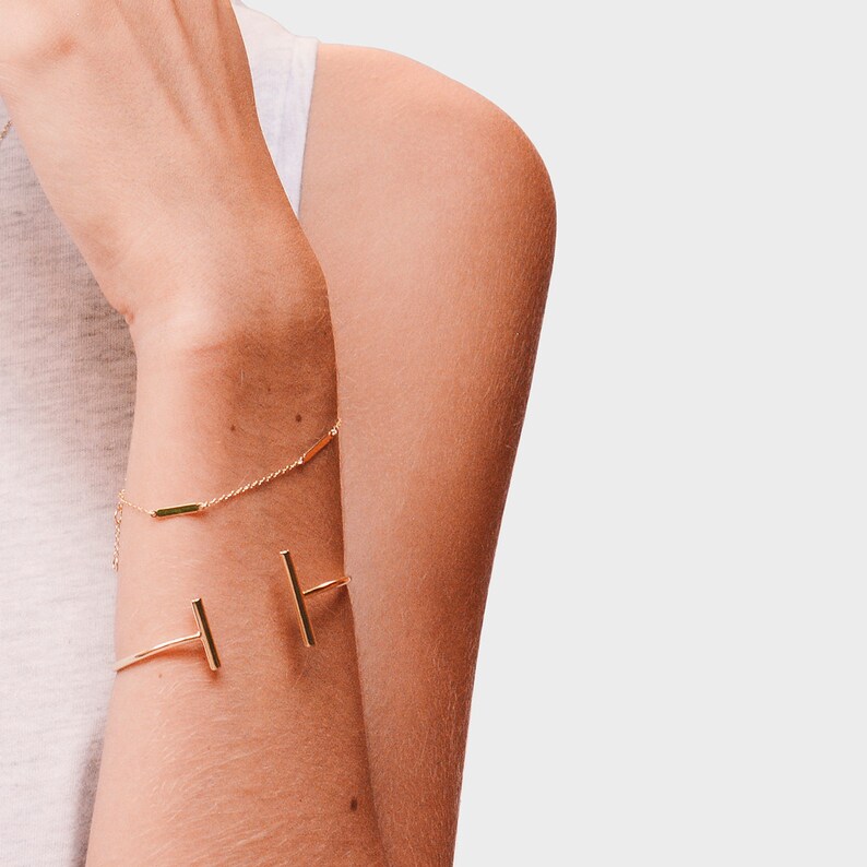 T-bar 925 sterling silver bangle T-bar gold bangle T-bangle T-bar gold bracelet Minimal jewelry bangle T-bracelet