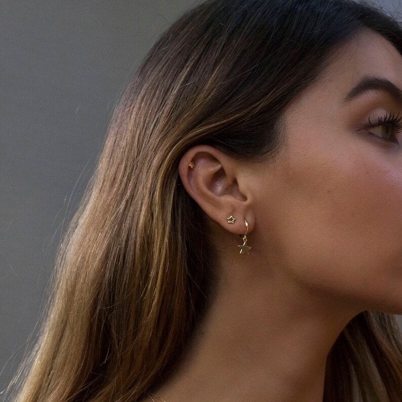 Emerald Midi Hoops with Astra Star Charms