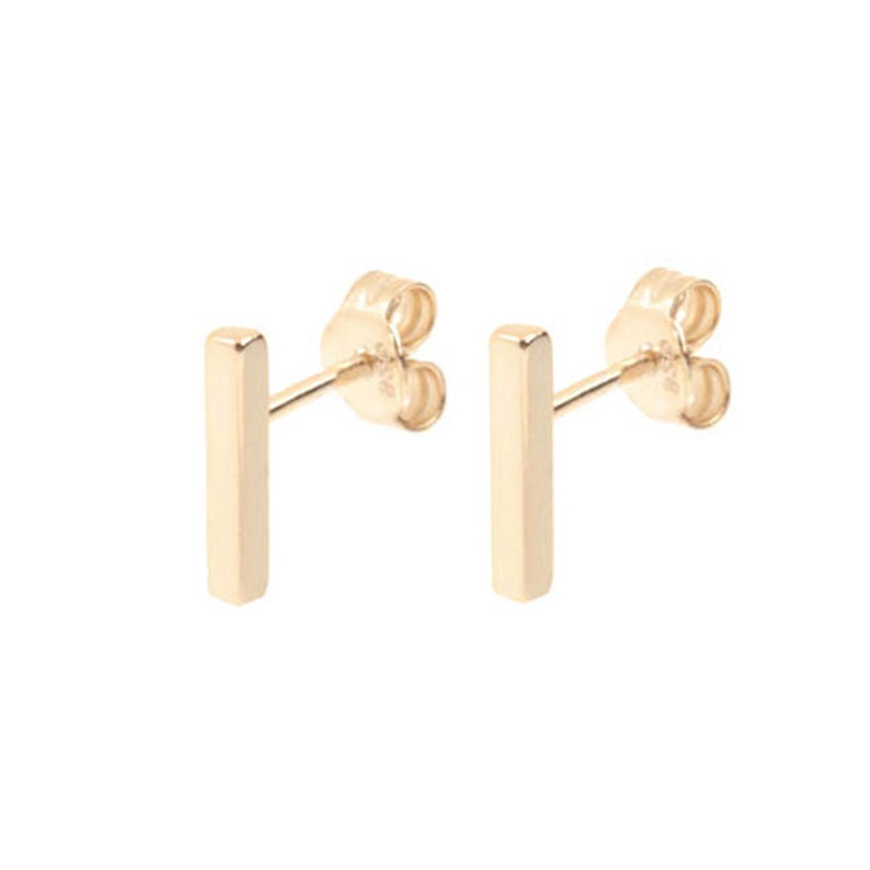 Bar Earrings Simple stud earrings Simple gold bar earrings Minimalist Earrings Line earrings Gold bar earrings Dainty gold studs image 7