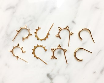 Spike hoop earrings - Tiny gold hoops - Minimalist gold hoop earrings - Dainty earrings - Minimalist earrings - Spike silver hoops