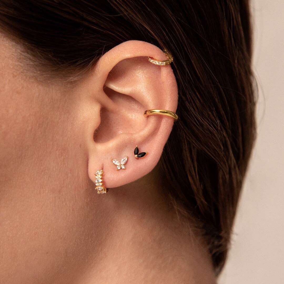 Gold hoops earrings Dainty silver hoops Cz gold hoops Cz gold earrings Cz dainty classic hoops Elegant classic hoops Silver 925 Etsy