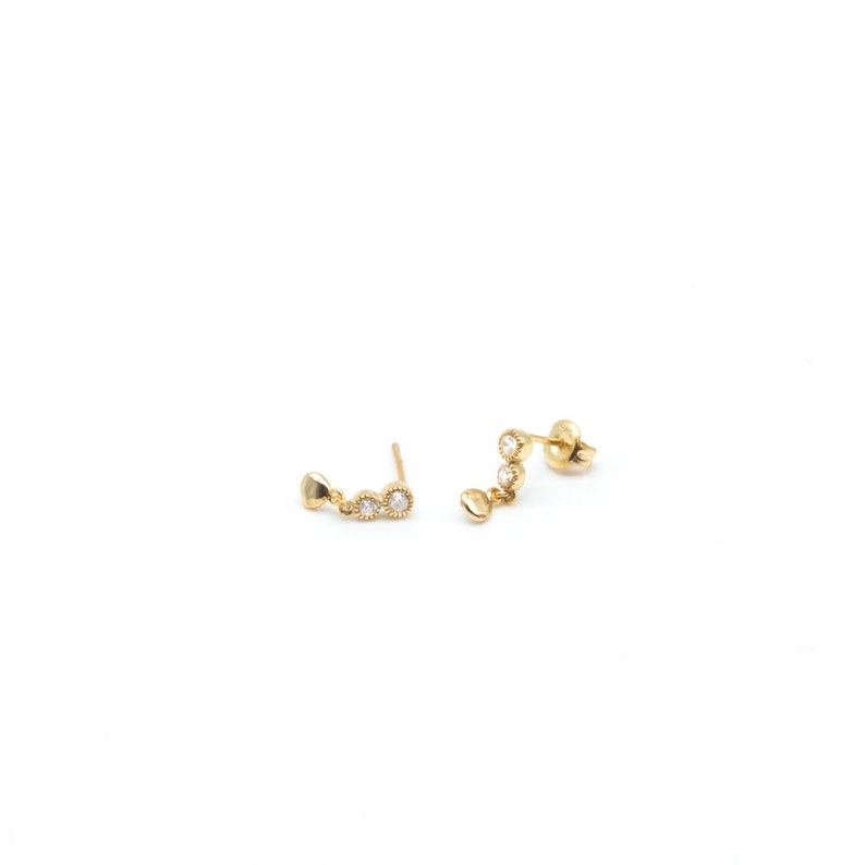 Gold earrings Tiny earrings Exclusifs earrings Gold studs Minimal studs - Dainty cz studs Cz earrrings Delicate earrings