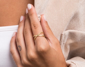 Double ring - Gold dainty ring - .925 silver ring - Dainty ring - Minimalist ring - Minimalist jewelry - Infinity ring