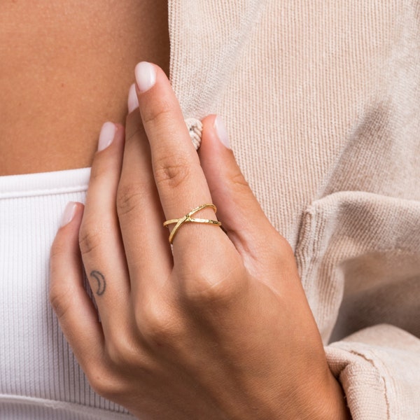 Double ring - Gold dainty ring - .925 silver ring - Dainty ring - Minimalist ring - Minimalist jewelry - Infinity ring- S-AN00039