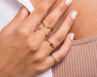 Criss cross ring - Gold Cross X ring - Sterling silver criss cross ring - X cross ring - criss cross silver ring - crisscross ring - X rings