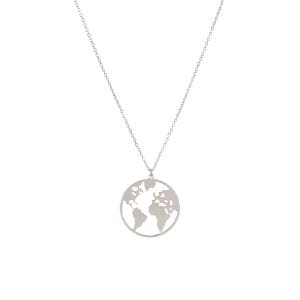 World map necklace, Globetrotter necklace, Gold map necklace, World necklace, map necklace, Medal necklace, Dainty necklace, Silver necklace image 7