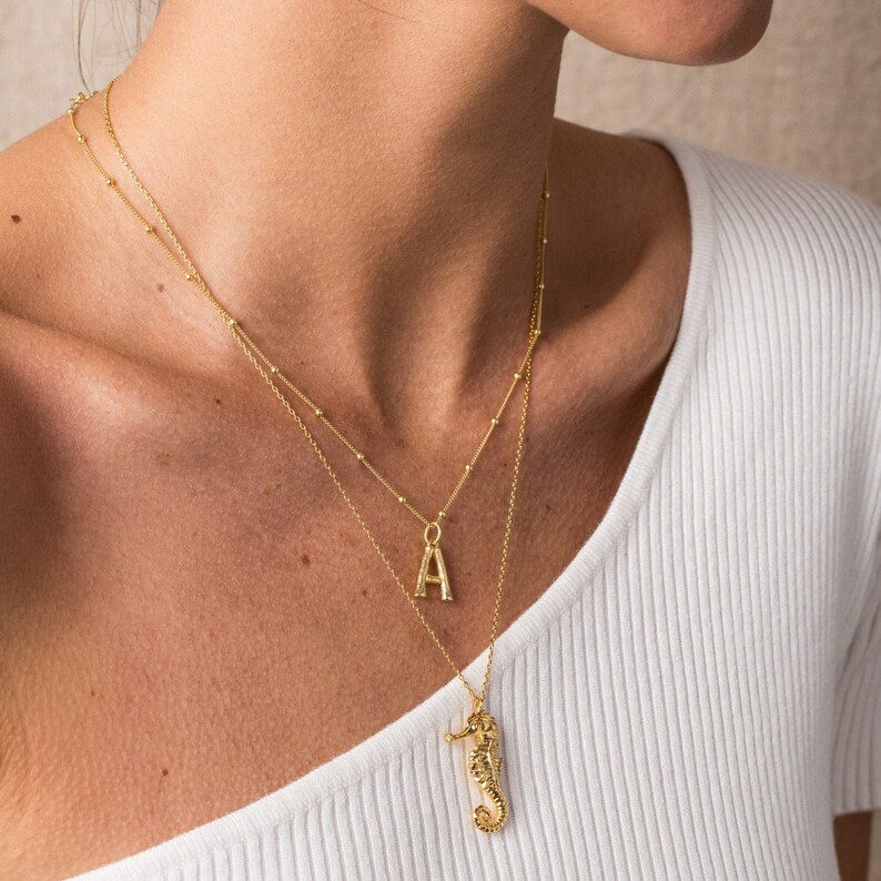 Monogram Script Letter Initial Pendant Necklace Gold Silver