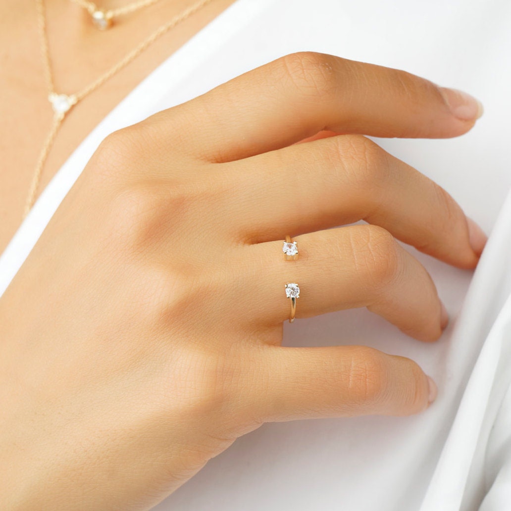 Minimalist Cz Ring Dainty Jewelry Adjustable Ring Gold Open Ring Micro Pave Ring 1 pc Gold Ring Heart Dainty Ring