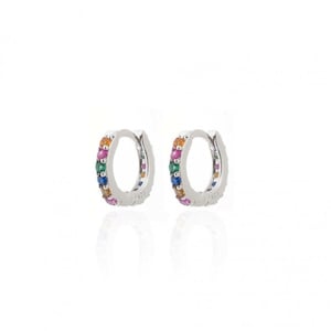 Multicolored cz tiny hoop earrings, Rainbow cz small hoops, Tiny hoops, Dainty hoops, Minimalist hoop earrings, Huggie hoop earrings image 6